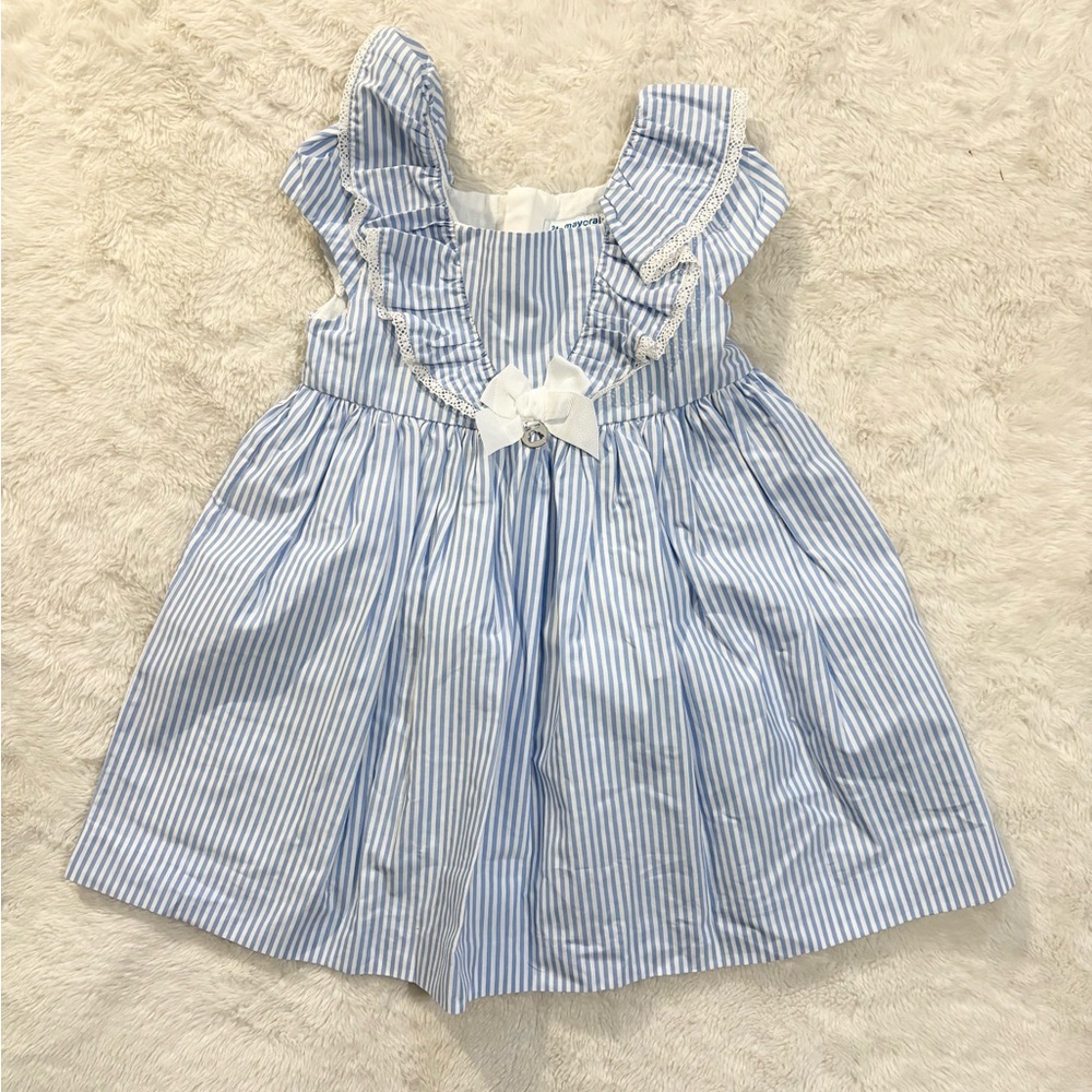 Mayoral Blue and White Striped Kids Dress